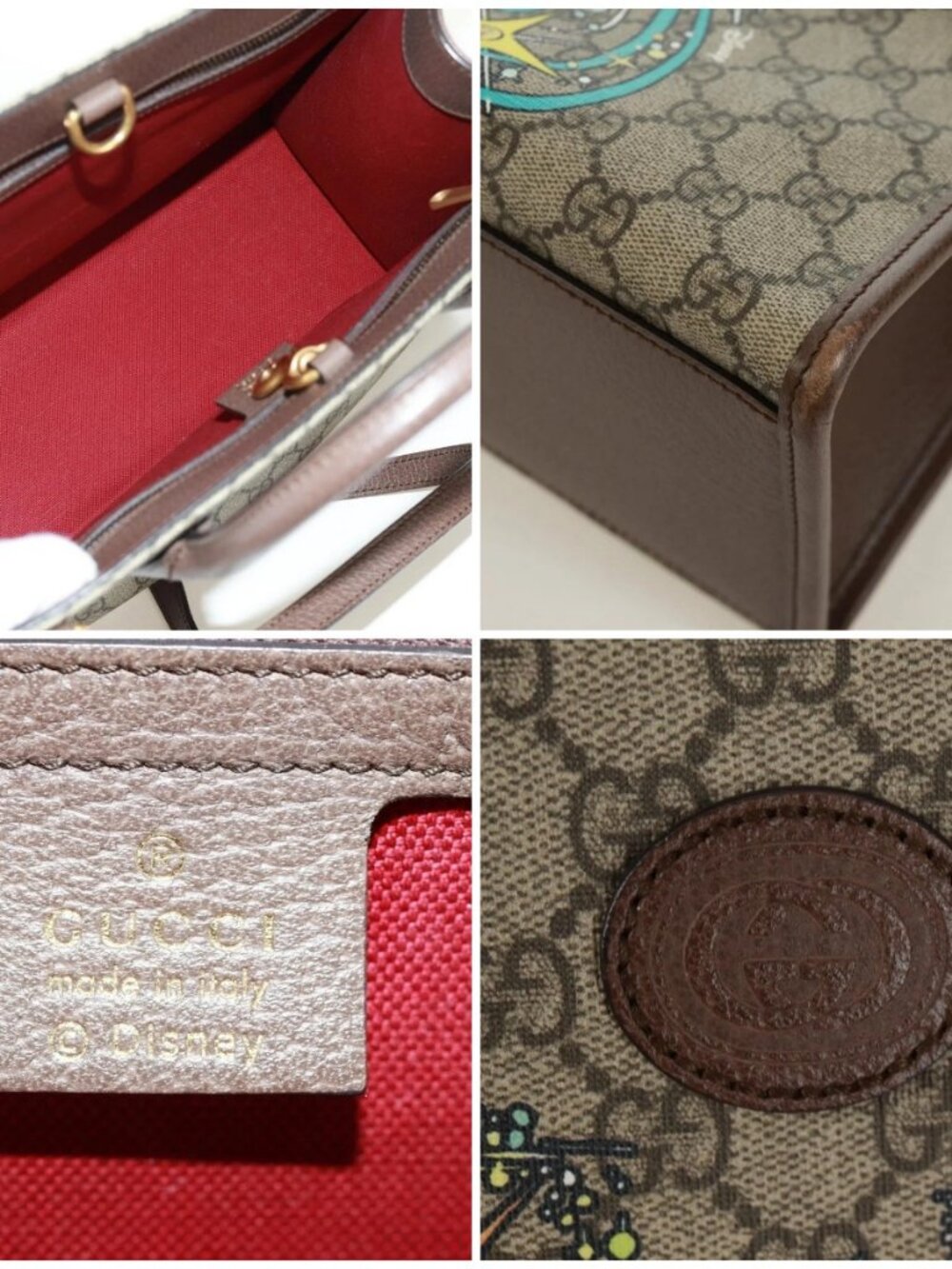 GUCCI GG Supreme Donald duck Hand Bag PVC 2way Beige Gold 648134 Auth 161733SAM - Picture 13 of 14
